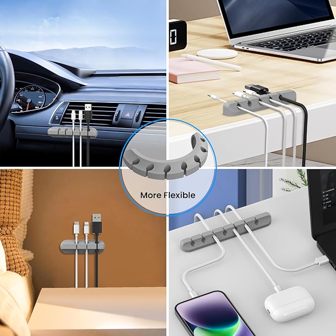 AhaStyle Cable Clips, 3 Pack Cord Holders Cable Organizer Self Adhesive Cord Keeper for Desktop Organizing USB Cable/Nightstand Power Cord/Mouse Cable/Wire PC/Cord Clips for Home Office and Car