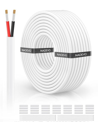 NAOVEO 16 Gauge Wire 2 Conductor Electrical Wire, 16 AWG Stranded PVC Tinned Copper Cable, Flexible/Low Voltage Automotive Wiring for LED Lamps, Marine, Speaker, Appliances (50FT)