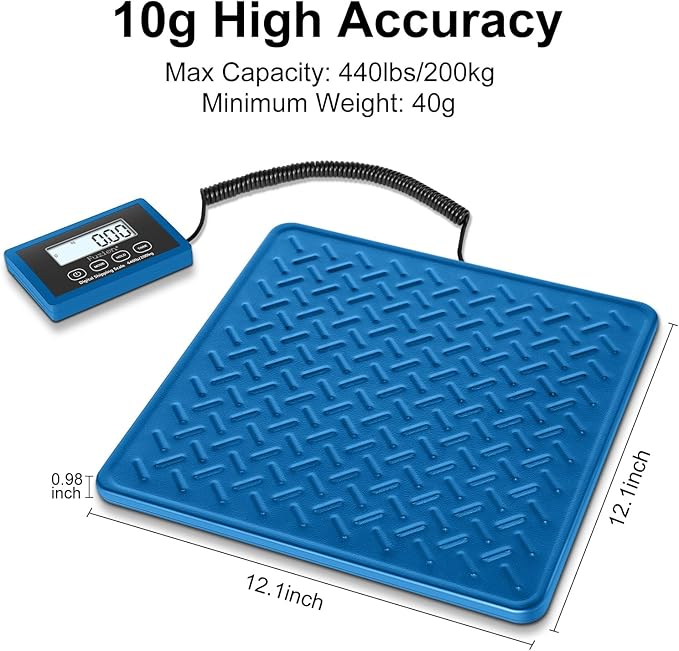 Fuzion Shipping Scale, 440LBs x 10g Postal Scale, Durable Alloy Steel Platform, Heavy Duty Scale for Packages, Postage, Luggage
