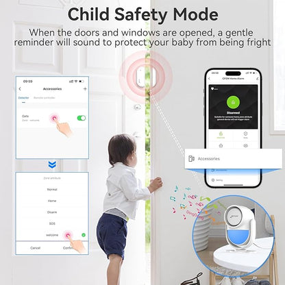 CPVAN WiFi Motion Sensor Alarm, 125dB Wireless DIY Smart PIR Motion Detector with Door/Window Sensor for Home Security System - On Spot Alarm & APP Alert, White