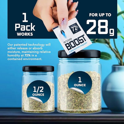 Integra Boost 2-Way Humidity Control Pack - Preserve Flavor & Control Humidity at 72% RH - Moisture Absorber for Herbs, Spices & More - 8 Gram (Pack of 144 in Retail Display)