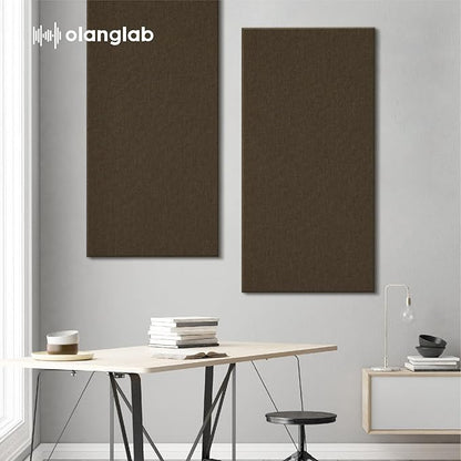 Olanglab Sound Absorbing Acoustic Wall Panels 2 Pack, 2'' 24''x48'' Fiberglass Sound Dampening Panels, Large Fabric Wrapped Sound Proof Panels for Walls (Brown)
