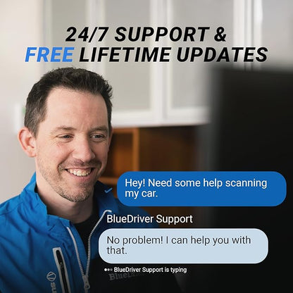 BlueDriver Bluetooth Pro OBDII Scan Tool for iPhone & Android - No Subscription Fee - OBD2 Car Scanner and Code Reader - Diagnose Check Engine, ABS, SRS, Airbag & 7000+ Issues on Vehicles 1996+