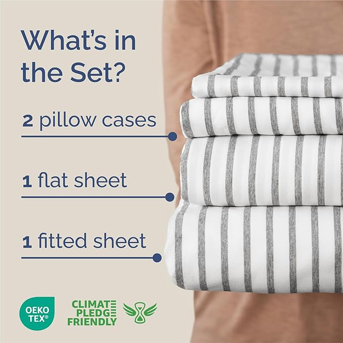King Size 4 Piece Sheet Set - Comfy Breathable & Cooling Bed Sheets Set - Hotel Luxury Bedding for Women, Men, Kids, Teens, Boys & Girls - Deep Pockets, Soft, Wrinkle Free - Oeko-Tex - Grey Stripes 2