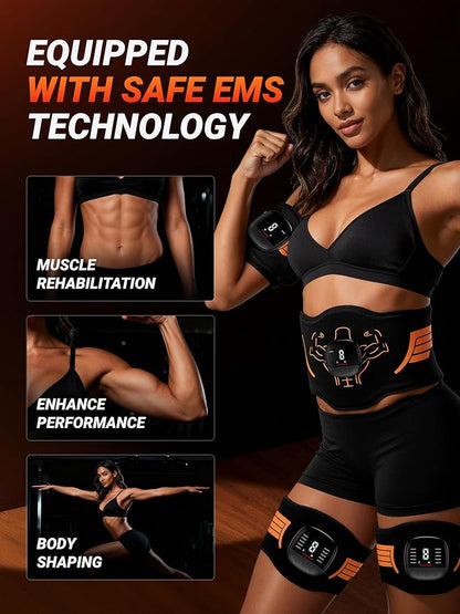 Electronic Muscle Stimulator 5-Piece Set, EMS Ab Machine - Fitness Apparatus Equipment Workout Equipment for Muscle Conditioning & Core Workout, Strength Training, Recovery Suitable for Men and Women