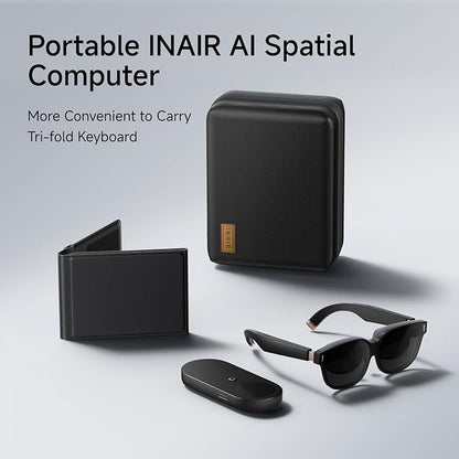 INAIR 2 Pro Go Pack| INAIR OS| AR Glasses + Pod + Fold Keyboard| Compatible with Vast Android apps| 6-Screen Expansion| Wireless PC Streaming| 3DoF Spatial Hovering| Real‑Time 2D‑to‑3D