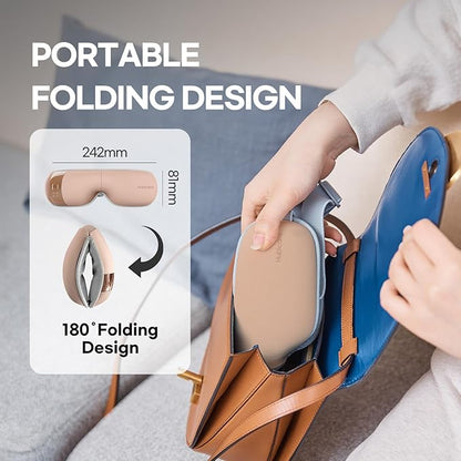 HubiCare Eye Massager with Heat, Vibration, and Music Helps Relieve Strain, Dark Circles, Dryness, and for Migraine Relief Relaxation and Better Sleep Valentines Day Gifts for Women/Men (Rose Gold)