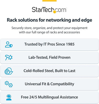 StarTech.com 4U Wall Mount Network Rack - 14 Inch Deep (Low Profile) - 19" Patch Panel Bracket for Shallow Server and IT Equipment, Network Switches - 44lbs/20kg Weight Capacity, Black (WALLMOUNT4)