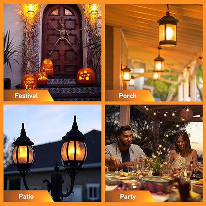Vicstone Upgraded LED Flame Light Bulbs Christmas Decorations, 4-Mode Flickering Light Bulbs with Upside Down Effect, E26 27 Fire Light Bulb for Porch Party Patio Home Halloween Indoor Outdoor, 2 Pack