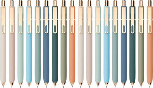 Linbsunne Gel Pens Black Ink Pens for Office 0.5mm Fine Point Pen Smooth Writing Retractable (Metal gold clip-18 pcs)