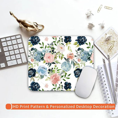 Armanza Square Mouse Pad Pretty Flowers, Personalized Premium-Textured Custom Mouse Mat Design, Washable Mousepad Cloth, Non-Slip Rubber Base Computer Mouse Pads for Wireless Mouse