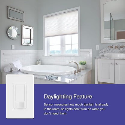 Lutron Maestro Motion Sensor Switch | 2 Amp, Single Pole | MS-OPS2-SW | Snow