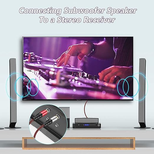 Tiierzon RCA Cable 20Ft,2Rca Male to 2-RCA Male Audio Stereo Subwoofer Cable [Hi-Fi Sound] Nylon-Braided Auxiliary Audio Cord for Home Theater, HDTV, Amplifiers, Hi-Fi Systems,Speakers and etc (20Ft)