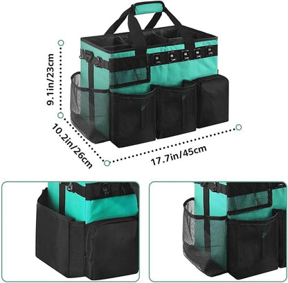 Boczif Cleaning Caddy Bag Wearable, Cleaning Caddy Supplies Organizer with Handle, Shoulder Straps & Detachable Divide, Cleaning Tool Organizers Tote Bag for Cleaners & Housekeepers (Green)
