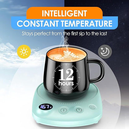 Coffee Mug Warmer - Fastest Heating & Highest Temperature, Coffee Cup Warmer for Desk Auto Shut Off, 4 Temp Settings & 1-12H Timer, Smart Electric Beverage Warmer for Coffee, Tea (Green)