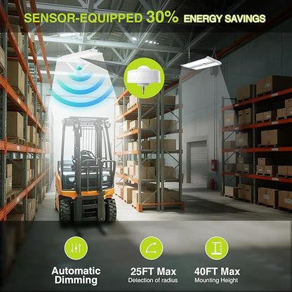 2 Pack 400W LED Linear High Bay Light 4FT, Adjustable 400W/320W/240W/100W With Motion Sensor, 60000LM, 120-277V, 0-10V, 5000K, Commercial Linear High Bay Led Shop Lights for Warehouse Workshops, UL