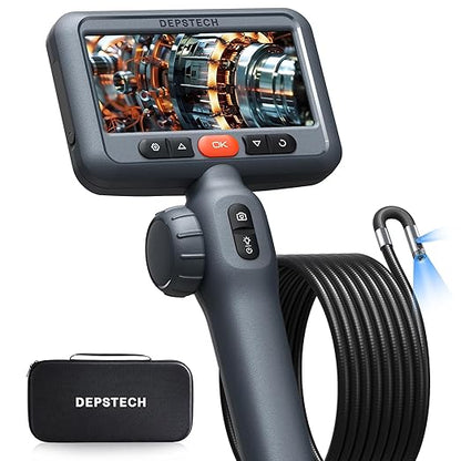 DEPSTECH 10FT Articulating Endoscope Camera with Light: Dual Lens Industrial Borescope with 4.5" Screen and Flexible Cable, Video Inspection Snake Scope Camera Tool for Wall, Auto, Pipe, Mechanics