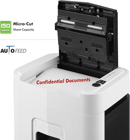 Aurora High Security 150-Sheet Auto Feed Micro-Cut Paper and Credit Card Shredder with 6.3 Gallon Pullout Basket / 60 Minutes/Security Level P-4