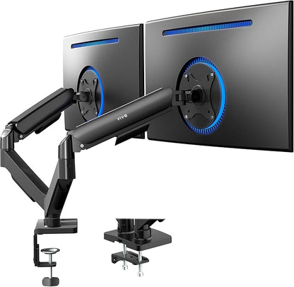 VIVO Dual Monitor up to 32 inches and 19.8 lbs per Screen, Pneumatic Arm Desk Mount, Articulating Counterbalance, VESA Stand, Classic, STAND-V002O