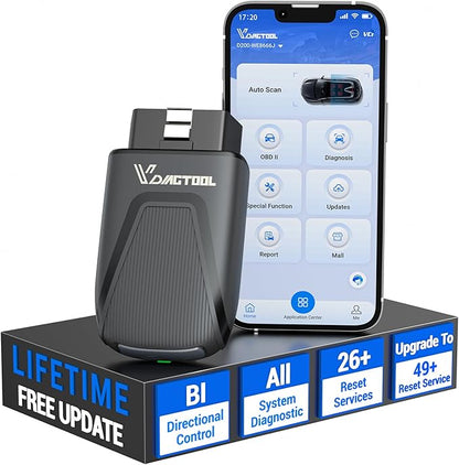VDIAGTOOL D200 OBD2 Scanner Bluetooth, 2026 Bidirectional Scan Tool with Free Updates, 26 Resets (Upgradeable to 49+), Full System Car Scanner Diagnostic Tool, Throttle Relearn, FCA AutoAuth & CAN-FD