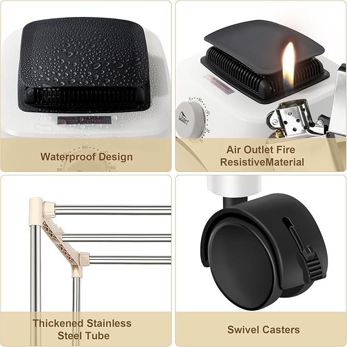 Uten Clothes Dryer Machine, Laundry Drying Wardrobe with Timer, Electric Clothes Drying Rack and Dryer for Apartments, Home