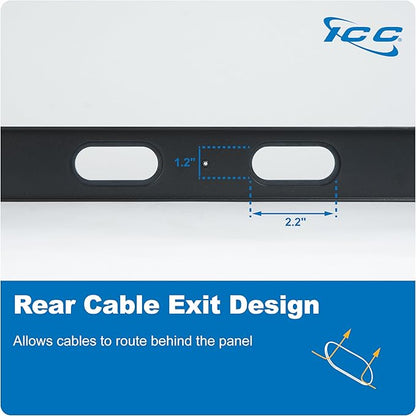 ICC 1U Finger Duct Cable Manager Panel with Cover, Plastic with Metal Back Frame, 5" Depth, Horizontal Cable Management, Rackmount for 19” Network Racks, Black, Single Pack