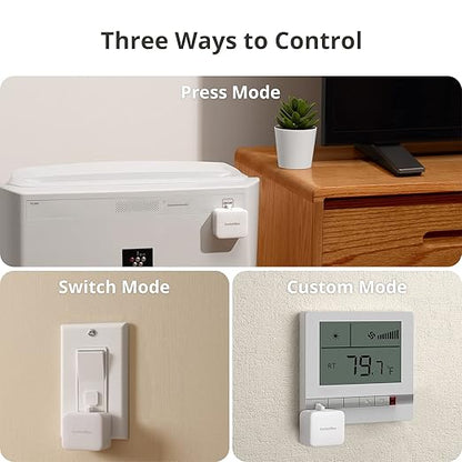 SwitchBot Smart Switch Pusher with Remote - No Wiring, Control with APP, Timer and Bluetooth Remote, Add SwitchBot Hub Mini to Make it Compatible with Alexa, Google Home, IFTTT (White)