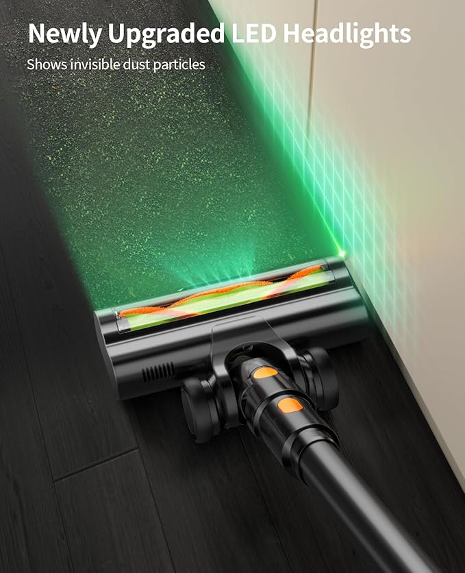 SunSare Cordless Vacuum Cleaner, 50KPa 600W 65Mins Vacuum Cleaner for Home, V-Anti-Tangle Stick Vacuum with Scented Tablet, Upgraded dust Emptying Cup, Vacuum Cordless for Pet Hair/Carpet/Floors