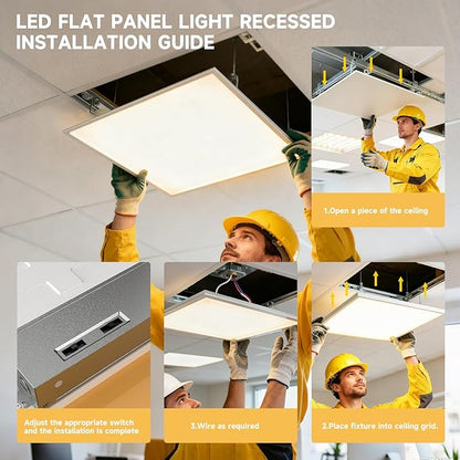 6 Pack 2x2 LED Flat Panel Light Drop Ceiling Office Fixture,Surface Mount Drop Ceiling Fixture,4800LM, 20W/25W/30W/35W/40W Selectable,3000K/3500K/4000K/5000K/6500K 5CCT,Dimmable (0-10V),ETL Listed