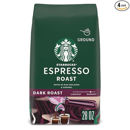 STARBUCKS® Espresso Roast – Ground Coffee 28oz (4 Bags)