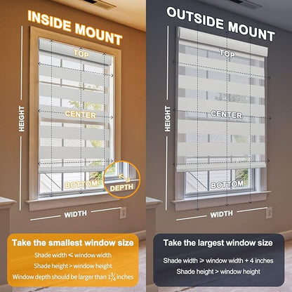 MUSCLEAREA Motorized Blinds with Remote, Cordless Automatic Zebra Shades, Smart Blind for Windows, Grey, 30 x 72