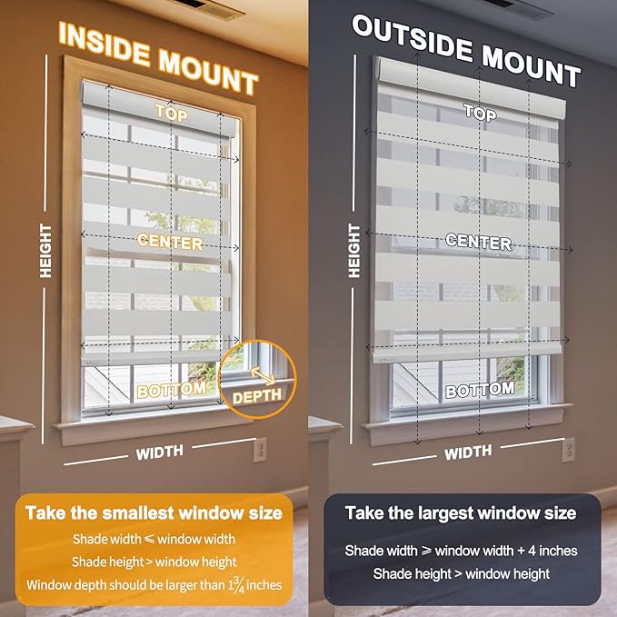 MUSCLEAREA Motorized Blinds with Remote, Cordless Automatic Zebra Shades, Smart Blind for Windows, Grey, 23 x 72