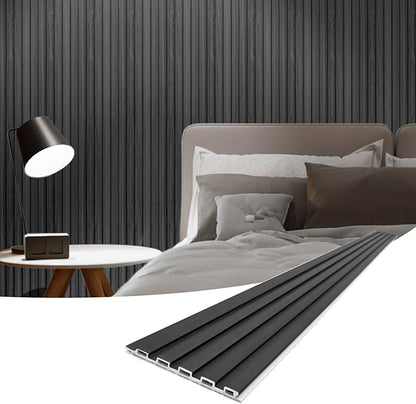 Art3d Slat Wall Panels, WPC Soundproof 3D Wall Paneling for Interior Wall Decor, TV Background, 8-Pack 96 x 6 in. Black