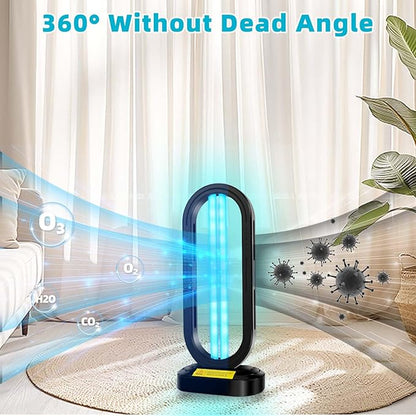 UV Light Sanitizer,4-Speed Timing and Remote Control UVC Home Disinfection Device,Portable Ultraviolet Light Sanitizer Effectively Mold Remover and Dust Mites,UV Lamp for Whole Room,Black