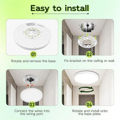 hykolity 9 Inch Selectable CCT LED Round Flat Panel Light, 18W 1800LM 3000K/4000K/5000K, Edge-Lit Flush Mount Ceiling Light Fixture for Kitchen, Bedroom, Laundry and Closet Room, White