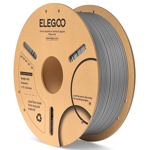 ELEGOO PLA Filament 1.75mm Space Gray 1KG, 3D Printer Filament Dimensional Accuracy +/- 0.02mm, 1kg Cardboard Spool(2.2lbs) 3D Printing Filament Fits for Most FDM 3D Printers
