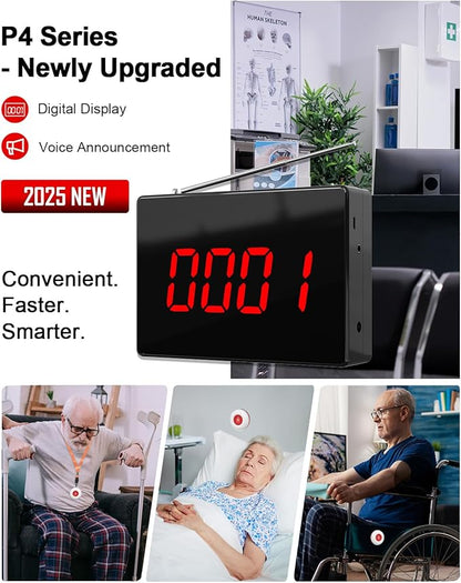 CallToU Wireless Caregiver Pager Nurse Calling System 1000+ft Call Bell Patients with 1 Receiver 10 Caregiver Call Buttons for Clinic/Medical and Rehabilitation Center/Hospital/Nurses Station/Home