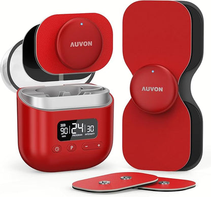 AUVON Wireless 24 Modes TENS Unit Muscle Stimulator for Pain Relief, Smart Rechargeable TENS Machine with Dual Size 6 TENS Pads for Physical Therapy, Pocket-Size TENS Device for Shoulder & Back Pain