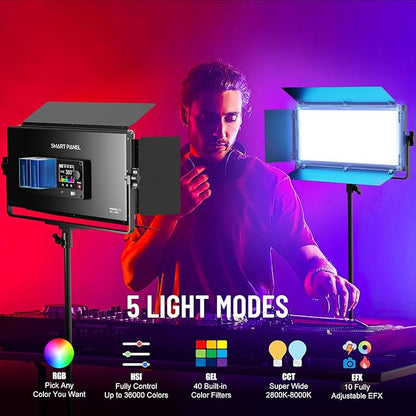 Mettlelite SPL420C RGB LED Video Light with APP Control, 360° Full Color RGB Panel Light, 2800K-8000K, CRI/TLCI 97+, 10 Scenes, Professional Photography Studio Lighting for YouTube/Stream/Photo/Video