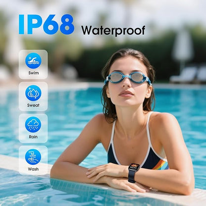 Pedometer Watch No APP/Phone Required, Waterproof Fitness Tracker Watch with Heart Rate Monitor, Large Screen with Pedometer, Sleep Tracking, Calories & Step Counter, Smart Watches for Women Men