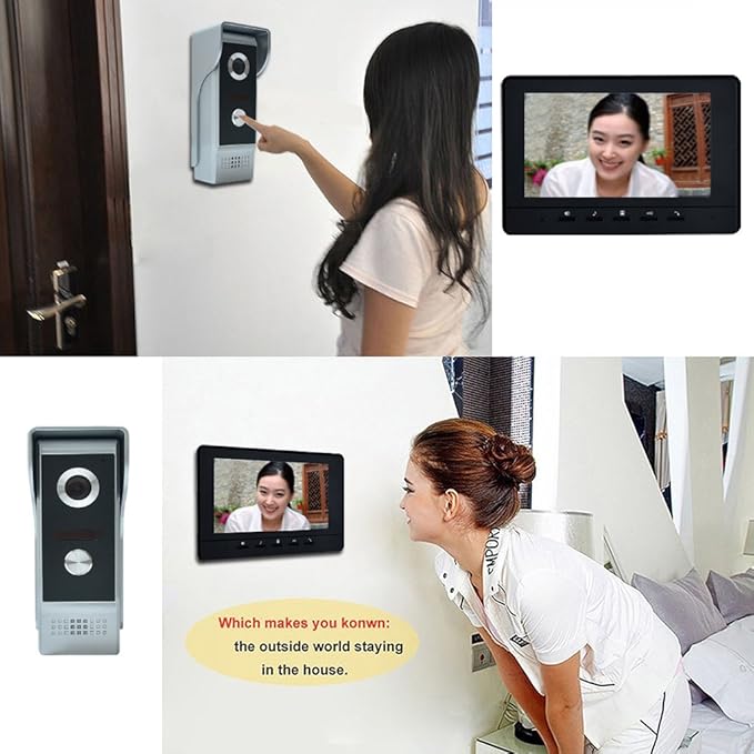AMOCAM Wired Video Intercom System, 7 Inches Video Doorbell Door Phone System, HD Camera Kits Support Unlock, Monitoring, Dual-Way Intercom for Villa Home Office Apartment