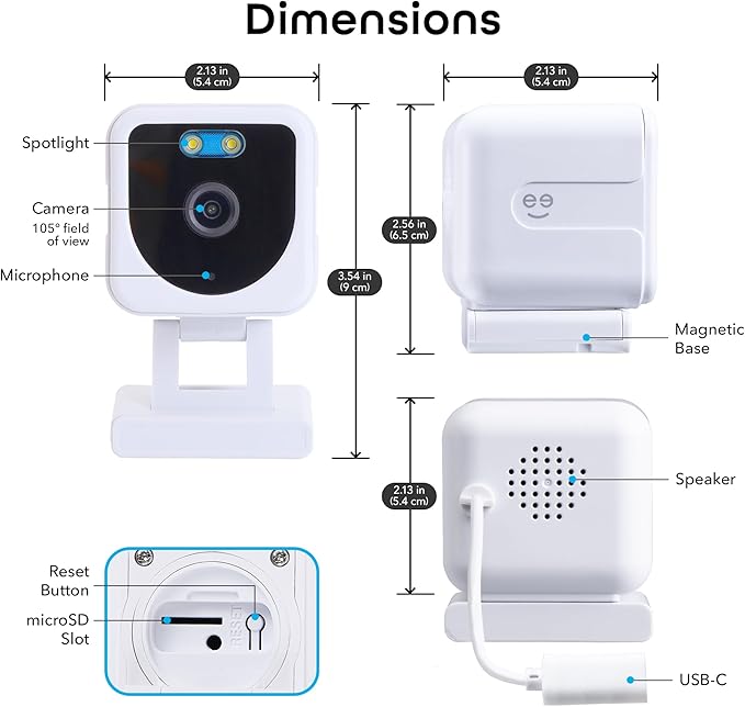 Geeni Mini 1080P Indoor/Outdoor Security Camera 2-Pack, Smart WiFi Cameras with Motion & Sound Detection, Night Vision, 2-Way Audio, Cloud & MicroSD Card Storage, Compatible with Alexa & Google