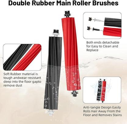 28 Pack Accessories Compatible with Roborock Q5 Pro/Q5 Pro+,Q8 Max/Q8 Max+ Vacuum Robot,Parts Include:2 Dual Roller Brush,6 Side Brush,4 HEPA Filter,8 Mop Cloth,6 Dust Bag,1 Cleaning Tool&1 Screwdrive