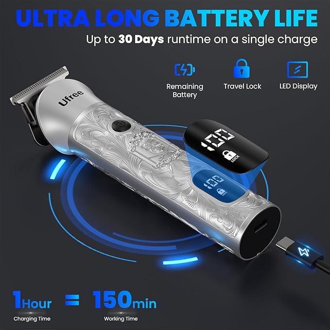 Ufree Beard Trimmer for Men, 7 in 1 Electric Shavers Razor, Cordless Hair Trimmer, Men's Grooming Kit for Body Hair, Nose, Face & Mustache, Birthday Gifts for Men, Husband Father
