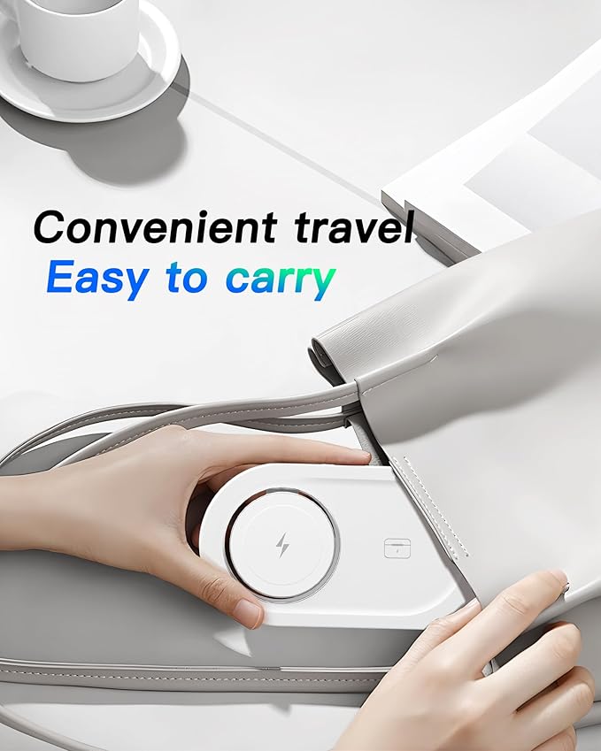 Upgraded 3 in 1 Wireless Charging Station for Apple Devices, Faster Mag-Safe Charger Stand, Magnetic Charger Station for iPhone 17/16/15/14/13/12 Series & AirPods Pro & Apple Watch Series (White)