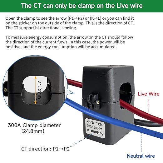 WiFi Energy Monitor with 2 * 300A Clamps, Real-Time Electricity Tracking, Smart Home Power Management