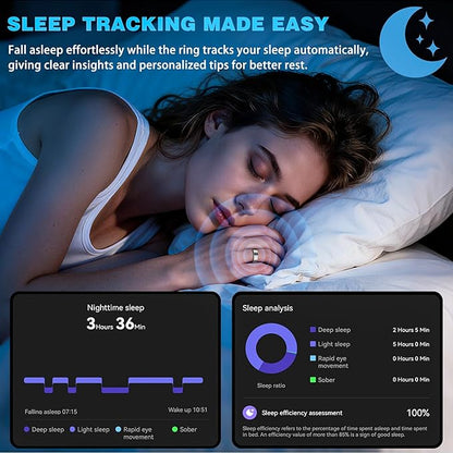 S SECRETTOP Smart Ring for Women - Health and Fitness Tracker with Heart Rate, SpO2, Sleep Monitoring, Calories, IP68 Waterproof Pedometer for Exercise (Silver 10)