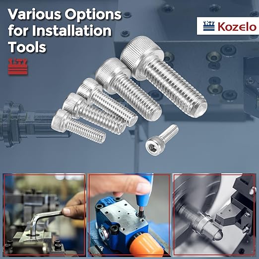 Kozelo 50pcs Socket Head Cap Screws - [M6-1 x 30mm] 304 Stainless Steel Allen Socket Drive for Electrical Motor 3D Printing Fan Engine Replacement Use, Silver