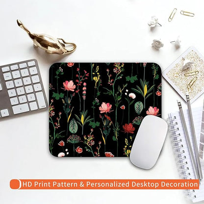 Armanza Square Mouse Pad Blooming Botanical Flowers,Personalized Premium-Textured Custom Mouse Mat Design,Washable Mousepad Cloth,Non-Slip Rubber Base Computer Mouse Pads for Wireless Mouse
