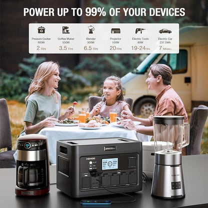 Portable Power Station 2400W, 1843Wh LiFePO4 Solar Generator UPS Home Battery Backup Power w/4 2400W AC Outlets (4800W Peak),2 PD100W, 2Hrs Fast Charging for Outdoor Camping, RV Travel,Emergency